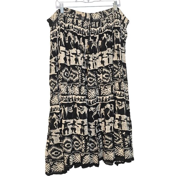 Just Class Plus Size M Black and White Aztek Print Cotton Skirt - Picture 1 of 5